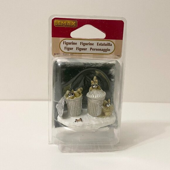 Vtg 2004 Lemax Trash Bandits Christmas Village Figurine Raccoons - Picture 1 of 16